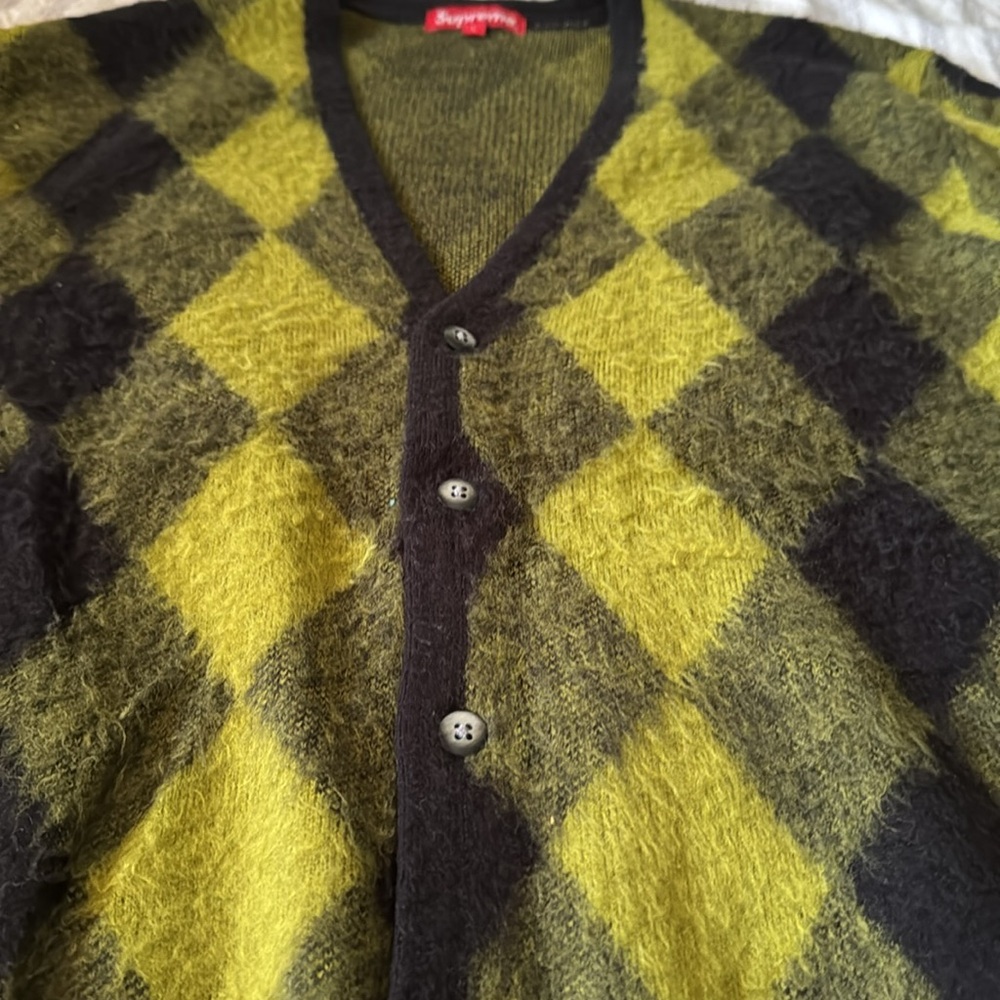Supreme brushed argyle cardigan men’s L - Picture 3 of 3